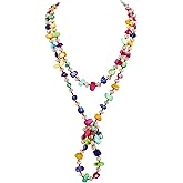 Firstmeet Long Knotted Beaded Necklace Boho Glass Beads Handmade Necklace for Women