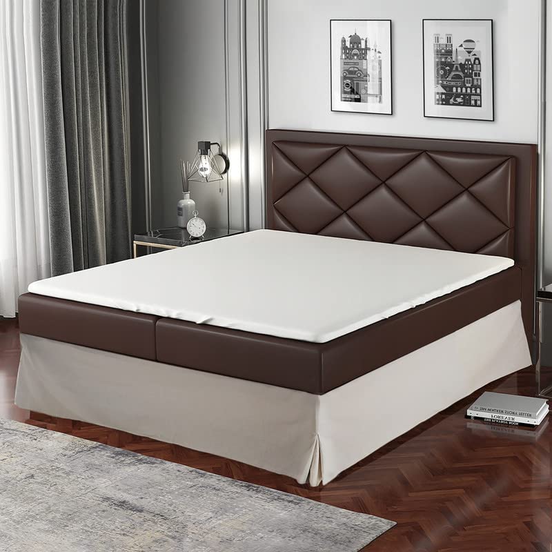 Bed Skirt 90 x 200 cm Beige – 4 30 cm Ruffles for 90 x 200 cm Bed with Bed Base – Bed Skirt 90 x 200 cm – Made in Europe – Mattress Protector 90 x 200 cm – Bed Base Cover 90 x 200 cm – Top of Bed Base