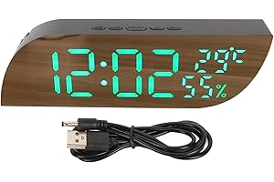 LED Mirror Digital Alarm Clock, Large Screen Display with Temperature Humidity Time, 12H 24H Conversion, Alarm Snooze Functio