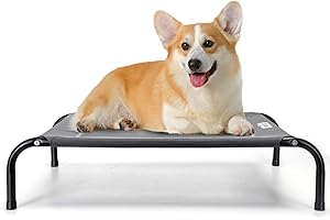 Nobleza Raised Dog Bed for Large Dogs Pets, Outdoor Elevated Dog Bed Fits Up to 150 LBs, Washable Camping Dog Cot, Chew Proof Pet Bed with Breathable Mesh, 41.3" X 31.5" Grey, L