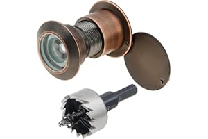 HOJLKLD Door Viewer Peephole, Solid Brass 220-degree Peephole with 1-1/10" Drill Bit for 1-21/32" to 2-1/8" Doors, Peep Holes with Privacy Cover (Oil Rubbed Bronze)