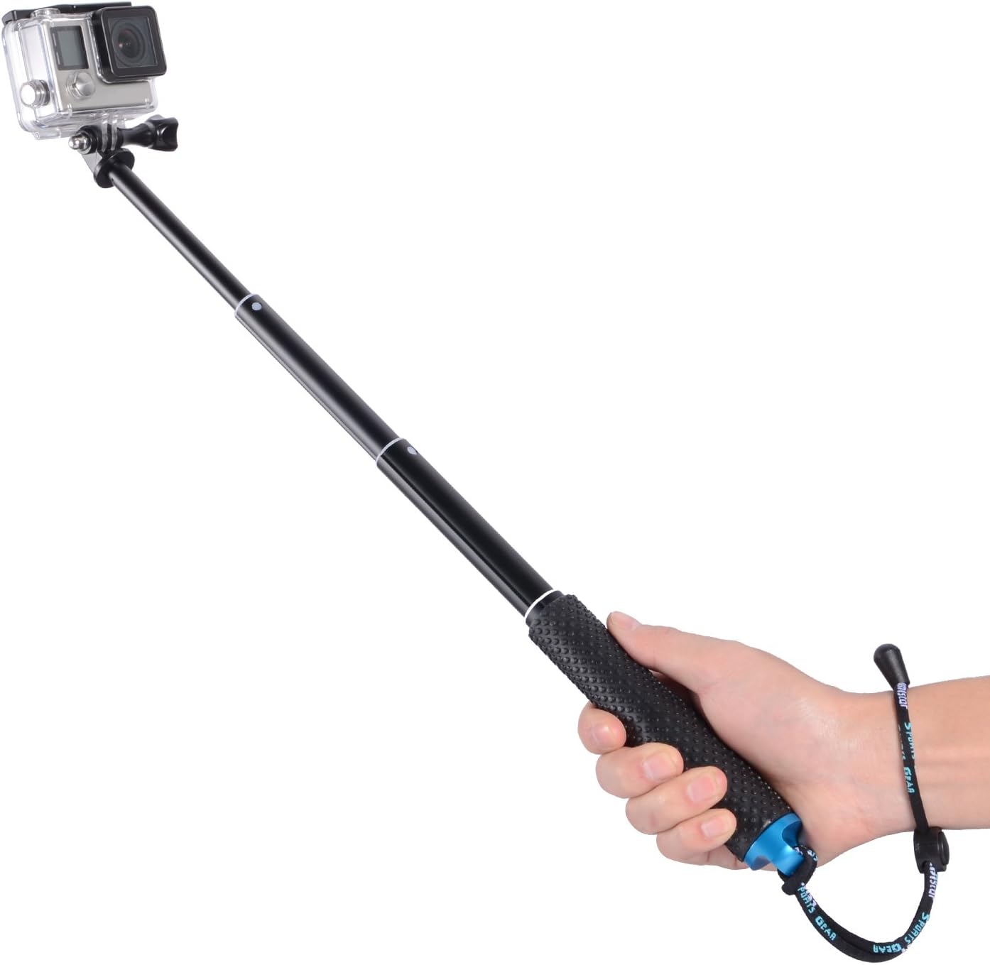 Trehapuva Selfie Stick, 19” Waterproof Hand Grip Adjustable Extension Monopod Pole Compatible With GoPro Hero(2018) Hero 7 6 5 4 3+3 2 1 Session, AKASO, Xiaomi Yi,SJCAM SJ4000 SJ5000 SJ6000 More(Blue)
