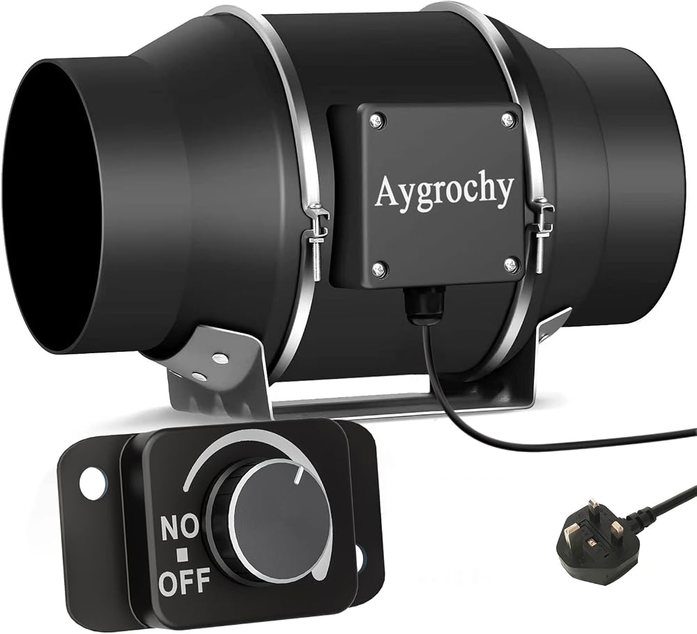 Aygrochy Inline Duct Fan 150mm 6in EC Motor with Variable Speed Controller UK