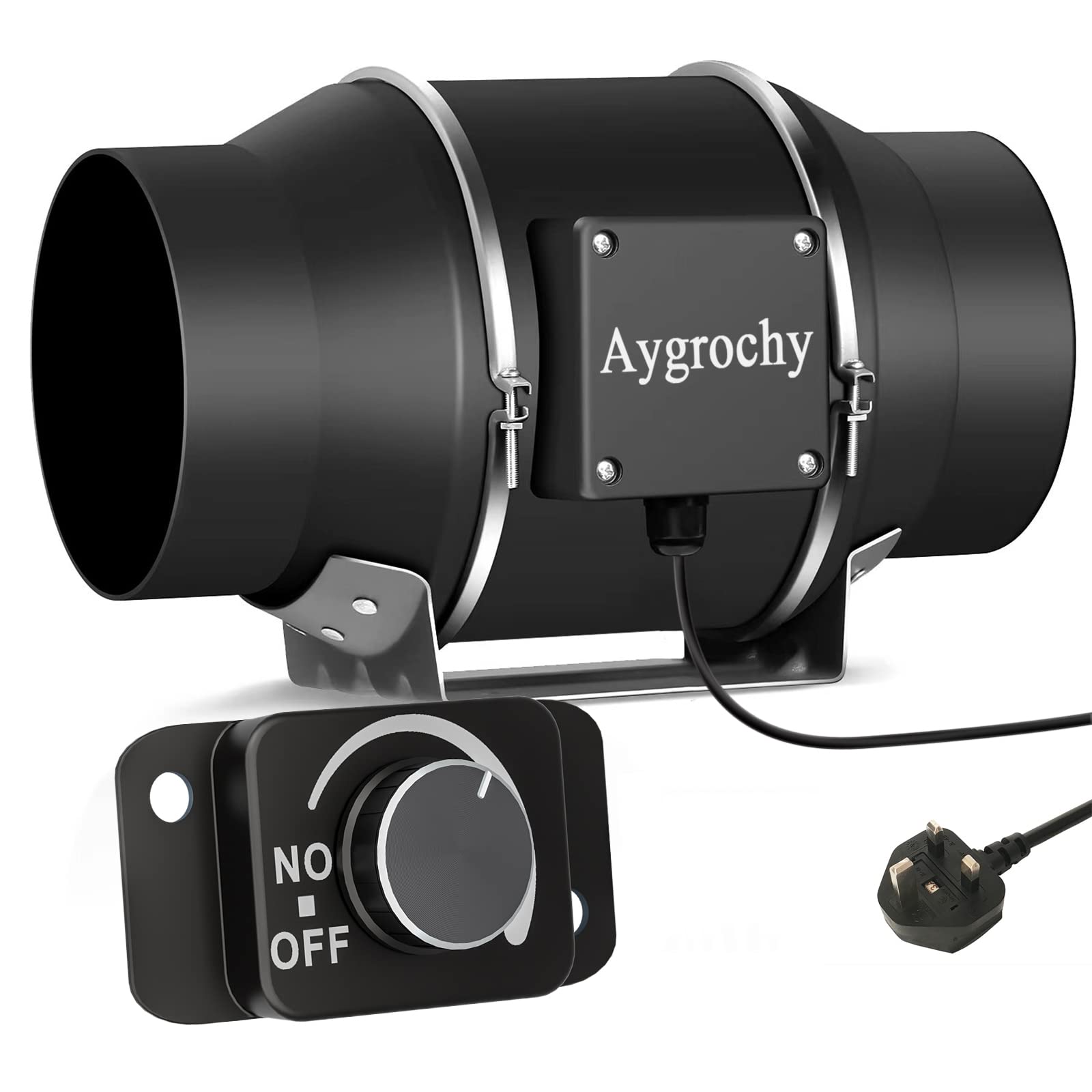 Aygrochy Inline duct Fan 150mm/6 inch, Extractor Fan with Variable Speed Controller, using for Bathroom, Office, Grow Tents, EC motor 2800 rpm, UK Plug