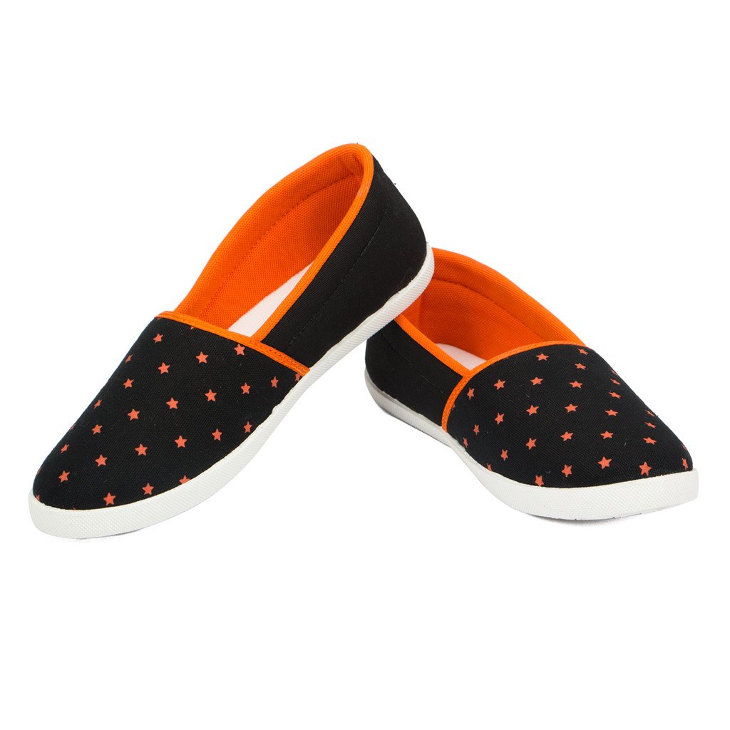 asian shoes lr-91 black orange canvas ladies shoes