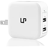 LP Dual USB Travel Wall Charger，compatible with iPad, iPhone, Samsung，Smartphones, External Battery, Bluetooth Speaker, Headset，White