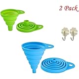 Collapsible Funnel Set, Food Grade FDA Approved Silicone Funnel Folding for Cooking, Water Bottle, Liquids, Powders Must-Have Kitchen (1 pack large+1 pack small)