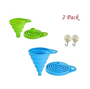 Collapsible Funnel Set, Food Grade FDA Approved Silicone Funnel Folding for Cooking, Water Bottle, Liquids, Powders Must-Have Kitchen (1 pack large+1 pack small)