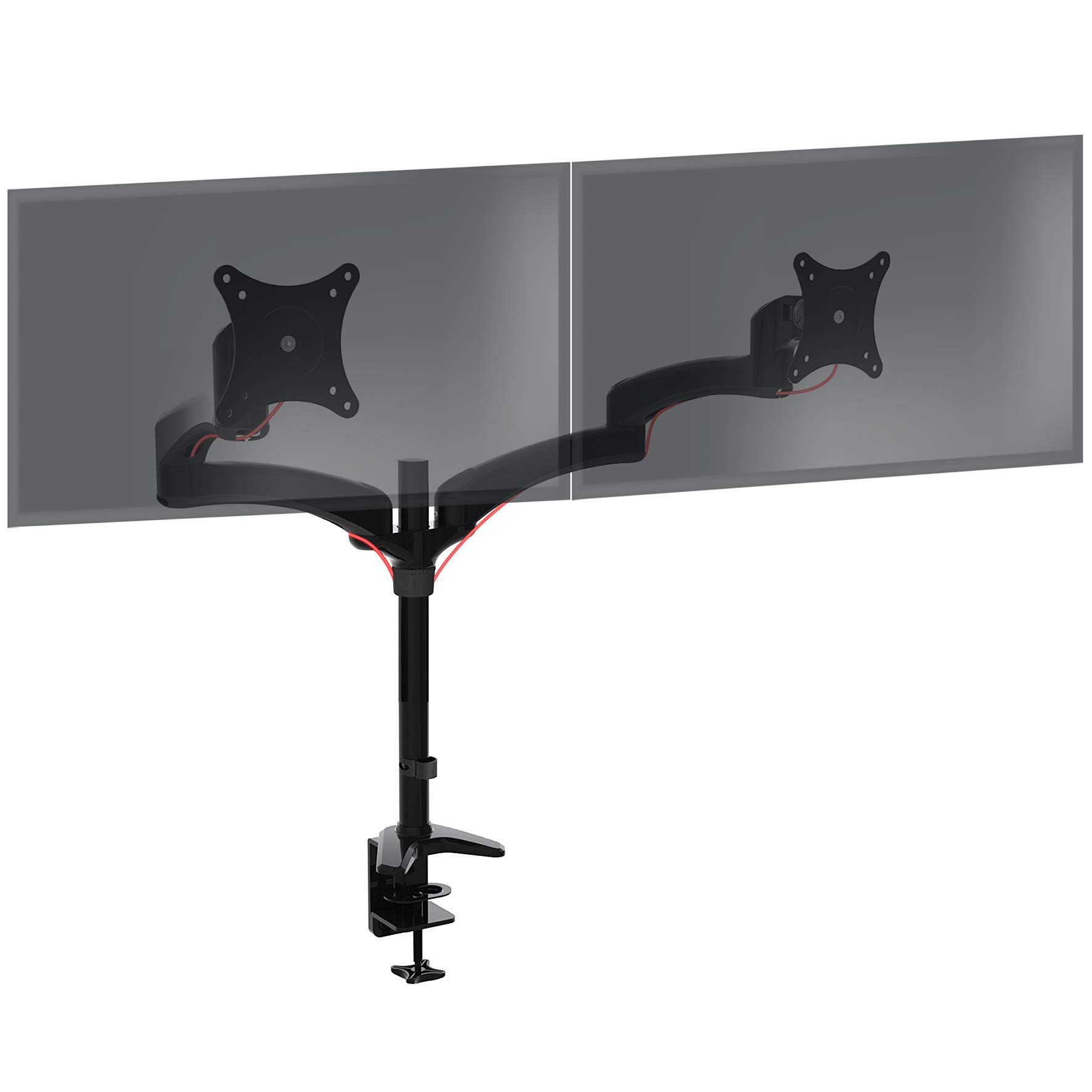 Duronic Monitor Arm Stand DM452 | Double PC Desk Mount | Solid Steel | Height Adjustable | For Two 15-27 LED LCD Screens | VESA 75/100 | 8kg Per Screen | Tilt -90°/-45°, Rotate 360°