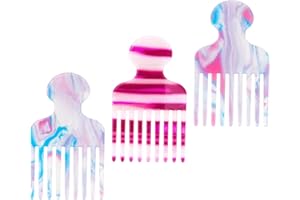 3pcs Wide Tooth Hair Pick Comb for Curly Hair, 4.72in Smooth Big Curls Detangling Wavy Afro Comb Styling Tool Barber Supplies