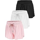 Mexholin 3/4 Packs Girls Butterfly Shorts 2 in 1 Girls Athletic Shorts Youth Flowy Shorts for Active, Running,Basketball