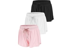 Mexholin 3/4 Packs Girls Butterfly Shorts 2 in 1 Girls Athletic Shorts Youth Flowy Shorts for Active, Running,Basketball