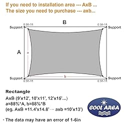 Cool Area Sun Shade Sail 12x16FT Rectangle Shade