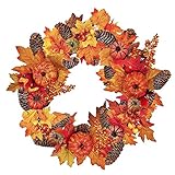 Winlyn 1 Pcs Harvest Fall Front Door Autumn Wreath 20