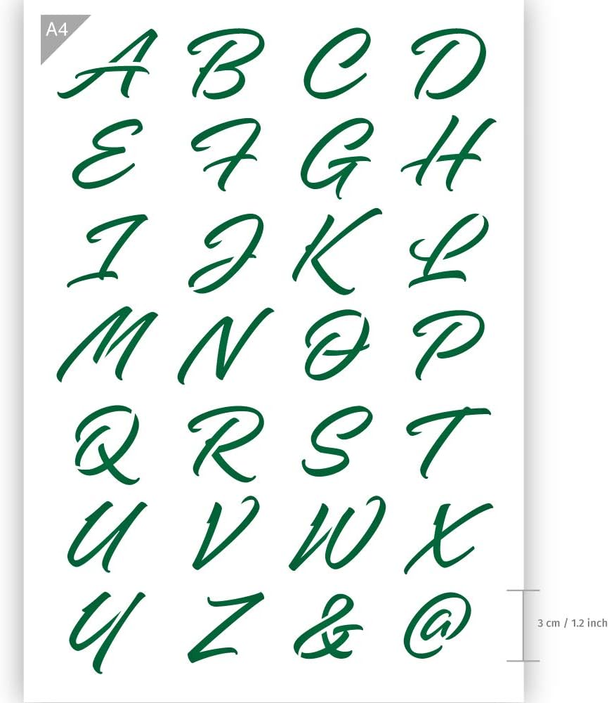 QBIX Letter Stencil Decorative Letters - A4 Size - Height Letters 0.8-1.2 inches - Reusable Kids Friendly Stencil for Painting, Windows, Crafts, Wall, Furniture