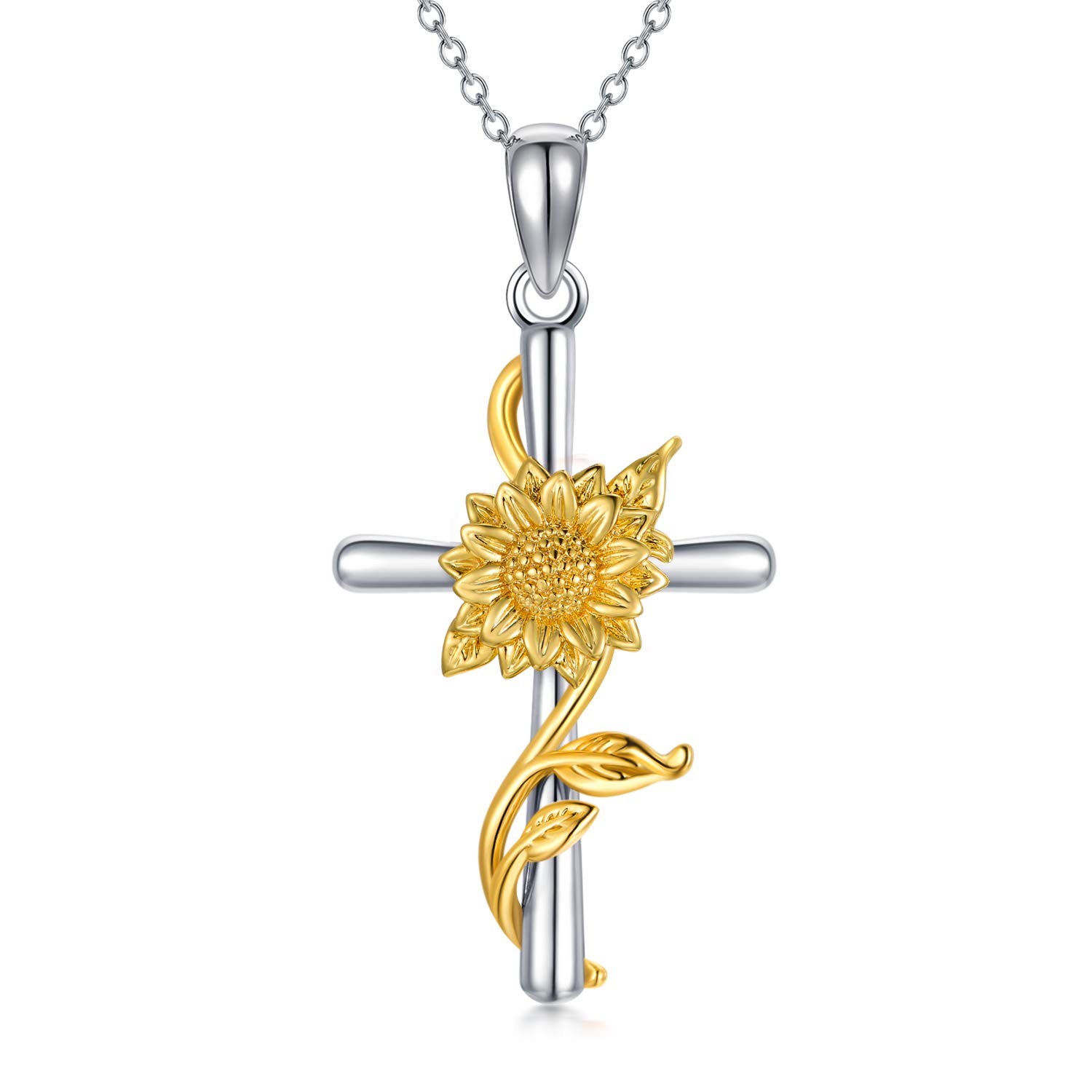 Buy Sunflower Rose Flower Cross Necklace 925 Sterling Silver Crucifix Pendant Religious Jewelry