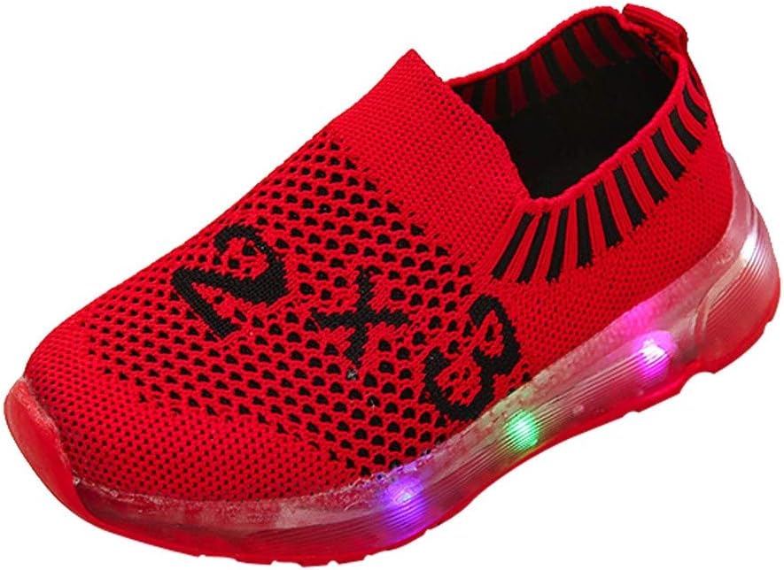 Newborn Girls Boys Shoes HEHEM Children Kid Girls Boys Led Light Number Luminous Sport Mesh Student Shoes Walking Shoes Infant Shoes Toddler Shoes Toddler Boys Infant Boots Baby Red
