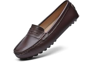 BEAUSEEN Women's Genuine Leather Penny Loafers Classic Driving Moccasins Casual Slip On Comfort Women Loafer Shoes