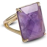 Purple Amethyst Ring, Rectangle Amethyst Jewelry Ring for Women, Handmade Adjustable Gold Crystal Ring for Amethyst Jewelry, February Birthstone Ring for Her.