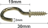 Merriway BH01114 Brass Plated Cup Hooks 19mm 3/4 Inch Pack 20 Hardware view 4