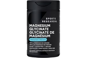 Sports Research® Magnesium Glycinate - Supports Restful Sleep & Enzymatic Processes - 160 mg Chelated Magnesium - Vegan Capsu