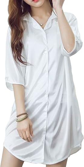 Amazon フルーク Fluke ルームウェア ロングシャツ ワンピース パジャマ L 白 パジャマ ルームウェアトップス 通販