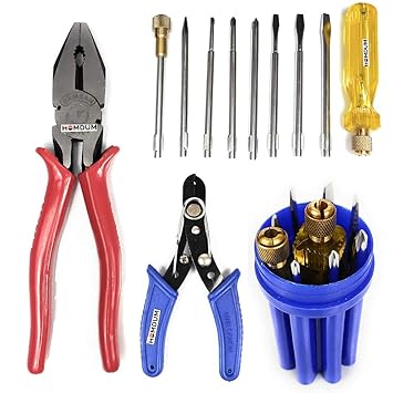 Homdum Home Handyman 11 Pc Tool Kit set (Plier 8inch + Wire stripper + 9Pc Screwdriver kit) plier + wire stripper + screwdriver kit