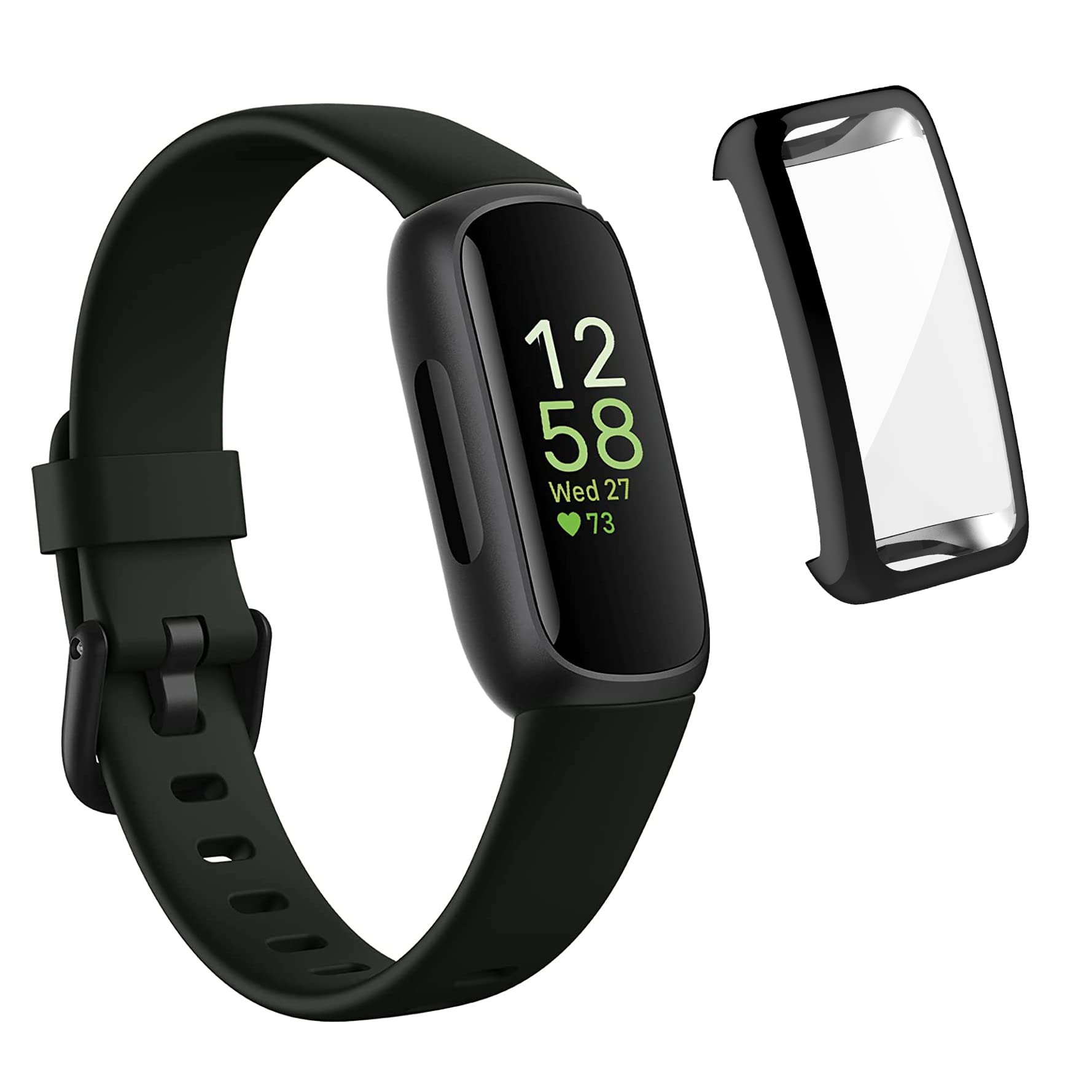 Blueshaweu Compatible with Fitbit Inspire 3 band Case, All-Around Protective TPU Bumper Cover Screen Protector Case Cover Compatible for Fitbit Inspire 3 (Black)