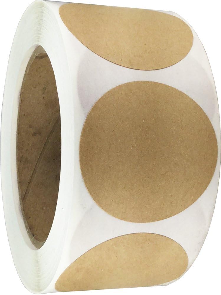Brown Natural Kraft Circle Stickers, 51 mm 2 Inch Dot Labels 500 Pack - Image 5