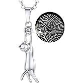 U7 Cat Pendant Necklace for Women Stainless Steel Cute Kitty Cat Jewelry Gift