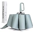 QWB TUMAAOTU Inverted Umbrella with Carabiner Handle, Wind Proof Umbrellas For Rain and Sun, 46 Inch Portable Reverse Folding UV Umbrella, Car Umbrella for Women Men, 10 Ribs