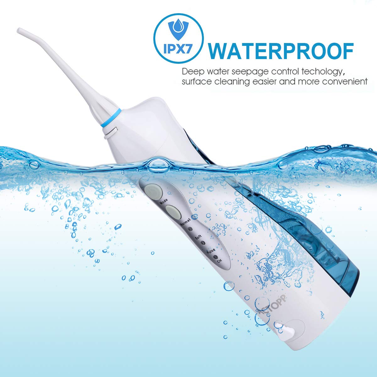 ACTOPP Portable Water Dental Flosser Waterproof Oral Irrigator 3 Modes 160ml Water Tank with 3 Jet Tips Rechargeable Cordless Water Flosser Ideal for Kids Adults Braces in Home and Travel