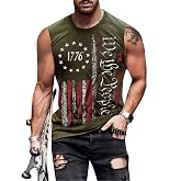 Heralady 4th of July Shirts Mens Muscle Tank Top 1776 Sleeveless Graphic Gym Workout American Flag Shirt