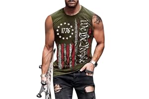 Heralady 4th of July Shirts Mens Muscle Tank Top 1776 Sleeveless Graphic Gym Workout American Flag Shirt