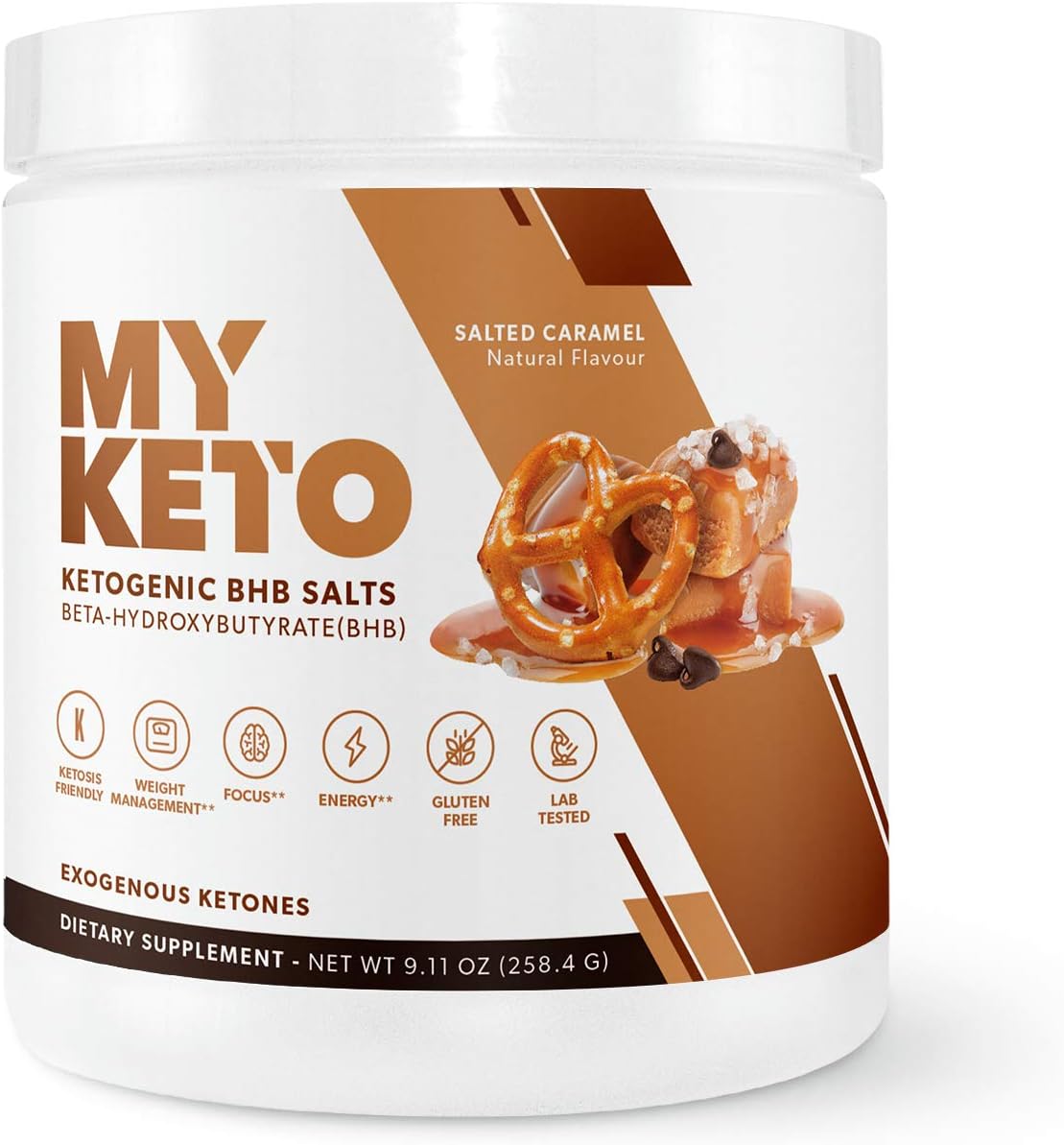 MyKeto BHB Salts - Salted Caramel Exogenous Ketone Performance Powder - Formulated for Ketosis, Energy, Focus, and Fat Burn - Ketogenic Diet Supplement with Beta-Hydroxybutyrate [Kickstart Ketosis]