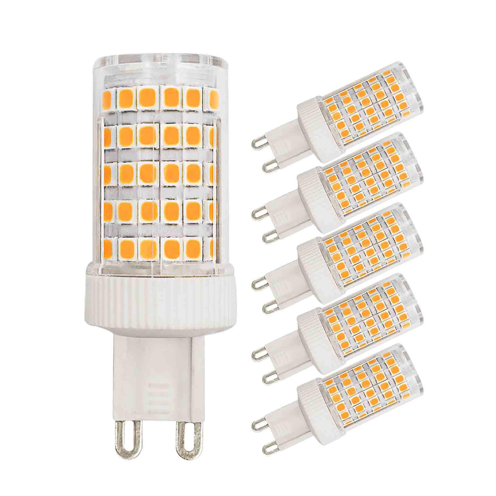 MJIUZHOU G9 LED Light Bulbs 10W Equivalent to 80W 70W Halogen Warm White 3000k 800 Lumen 220V 360° Beam Angle Energy Saving G9 Bi-Pin Base Bulb Pack of 5