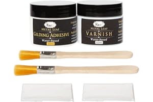 KINNO Gold Leaf Adhesive Set,50ml Gilding Epoxy Glue and 50ml Varnish for Resin Art, Furniture Decoration, Wall, Ceiling