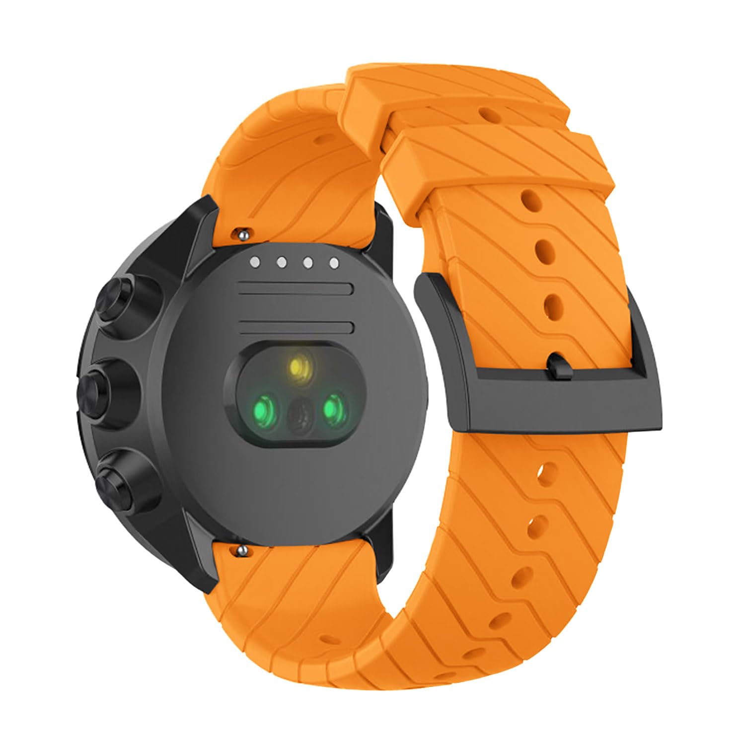 SeaFicco 24MM Silicone Sports Watch Band Compatible with Suunto 9, 9 Baro, 7, D5, Spartan Sport Wrist HR - Orange, 24mm Width, One Size Fits Most Wrists