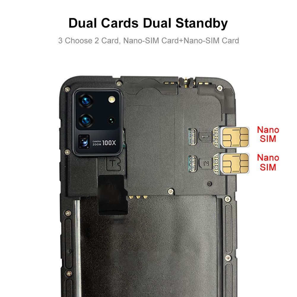 Hilitand 6.1in Full Screen Dual Card Face ID Smartphone,Front Camera 200W + Back Camera 500W,Fingerprint Unlocked Fast and Secure,5point Touching Screen,Support for Android 10.0,with 128G Memory Card