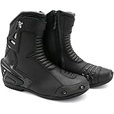 ChoCho Track Motorcycle Riding Boots for Men Rubber Sole Sport Bikes Ankle Protective Motorcycle Shoes with Zipper Closure
