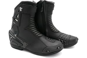 ChoCho Track Motorcycle Riding Boots for Men Rubber Sole Sport Bikes Ankle Protective Motorcycle Shoes with Zipper Closure