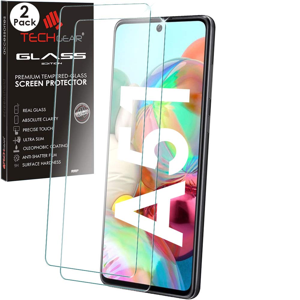 TECHGEAR 2 Pack GLASS Edition Compatible with Samsung Galaxy S20 FE, Samsung A51, Tempered Glass Screen Protector Cover [2.5D Round Edge] [9H] [Crystal Clarity] [Scratch-Resistant] [No-Bubble]