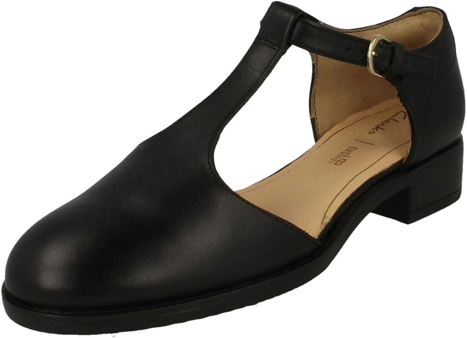 clarks black t bar shoes
