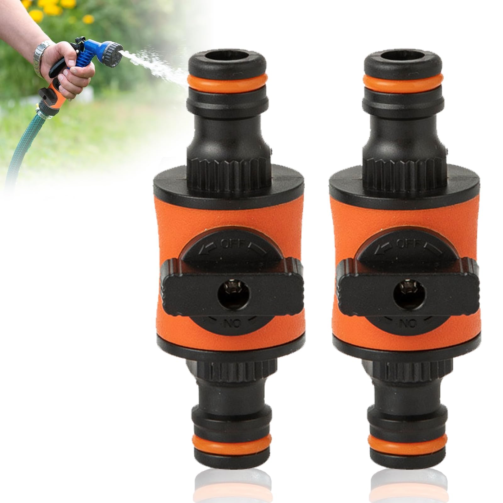 DEFIYEAR 2 Pack Hozelock Connectors - Quick Release Double-Tap Nozzle Valve and Fittings ABS, Compatible with Hozelock Tap Two-Way Double Connector, Durable Garden Shut-Off Valve