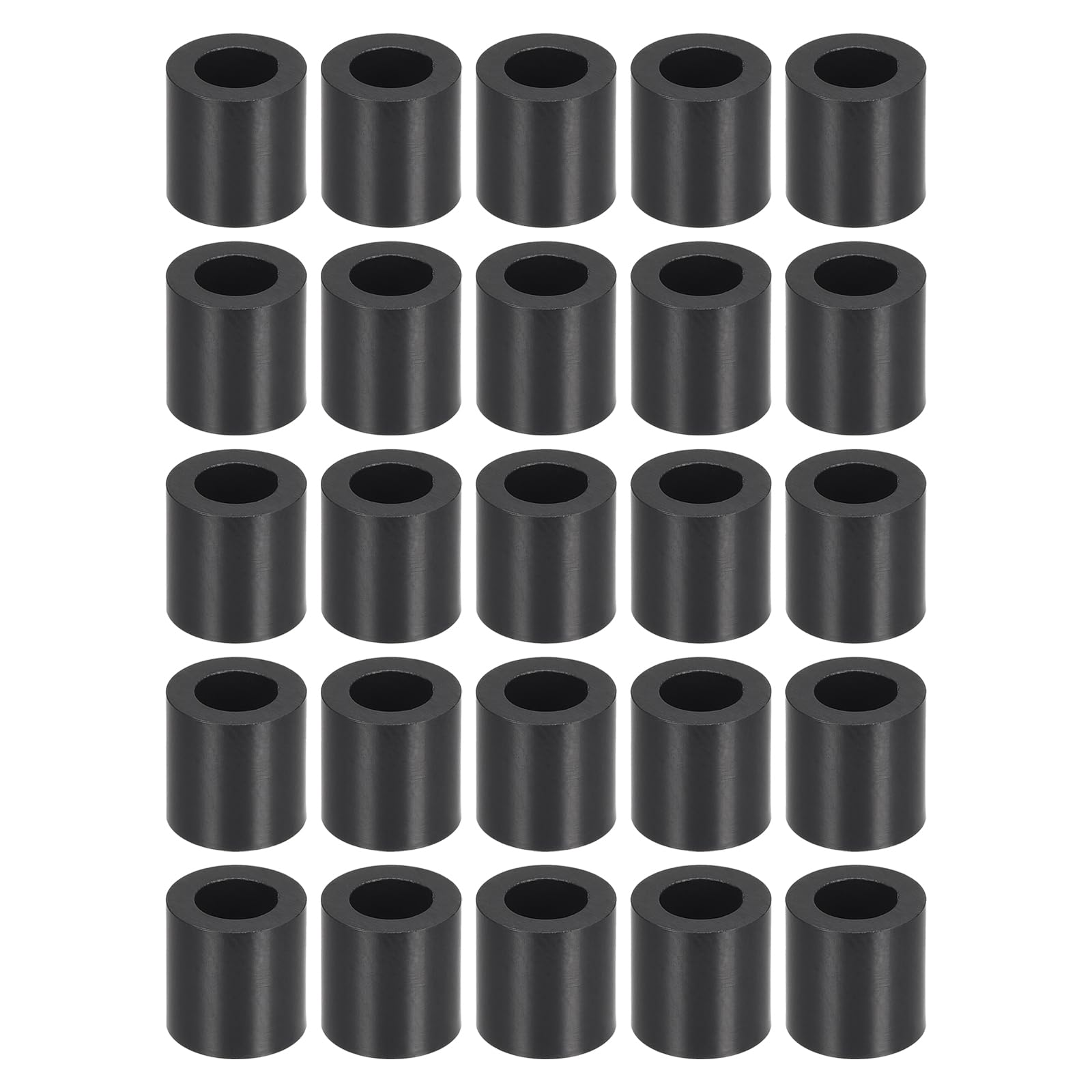 YOKIVE 100 Pcs Black Round Spacer, Unthreaded Washers with High Insulation Effect, Keep Height Consistent, Great for M4 Screws (ABS, 4.2mmx7mmx7mm)