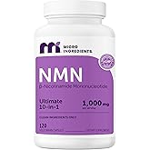 Micro Ingredients NMN Complex 1000mg Per Serving, 120 Veggie Capsules | 10-in-1 with Nicotinamide Mononucleotide, Resveratrol, CoQ10, Quercetin & Glutathione | NAD+ Supplement Precursor | Filler Free