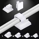 Hoiny Adhesive Cable Clips 60pcs 4 Sizes White Wire Organizer