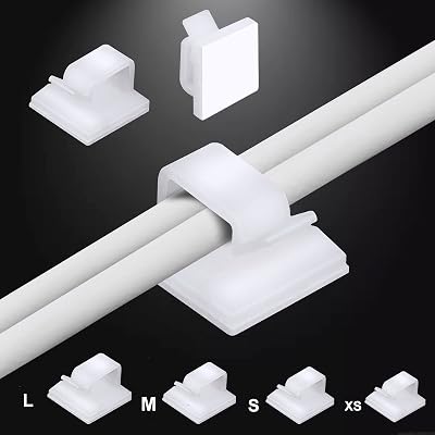 Hoiny Adhesive Cable Clips 60pcs 4 Sizes White Wire Organizer