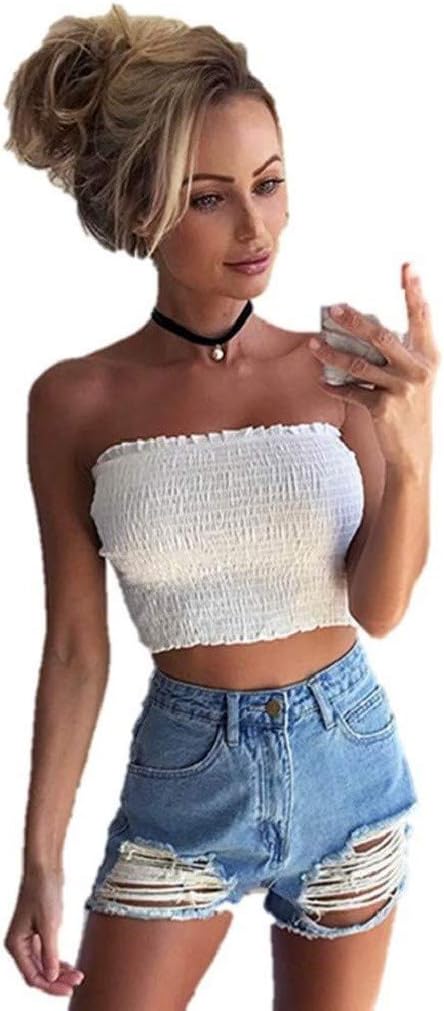 Women's Strapless Lingerie Stretch Bandeau Tube Top Bra Breast Wrap Tank Top Camis Crop Tops