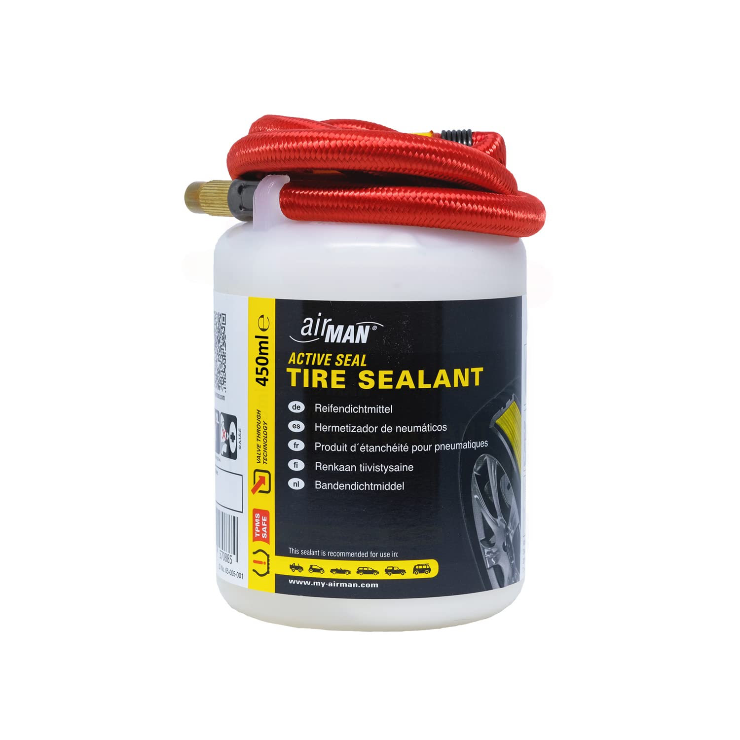AirMan 65-005-001 ATVT HB Tyre Repair Sealant 450 ml-Assorted hose(Red/Black)